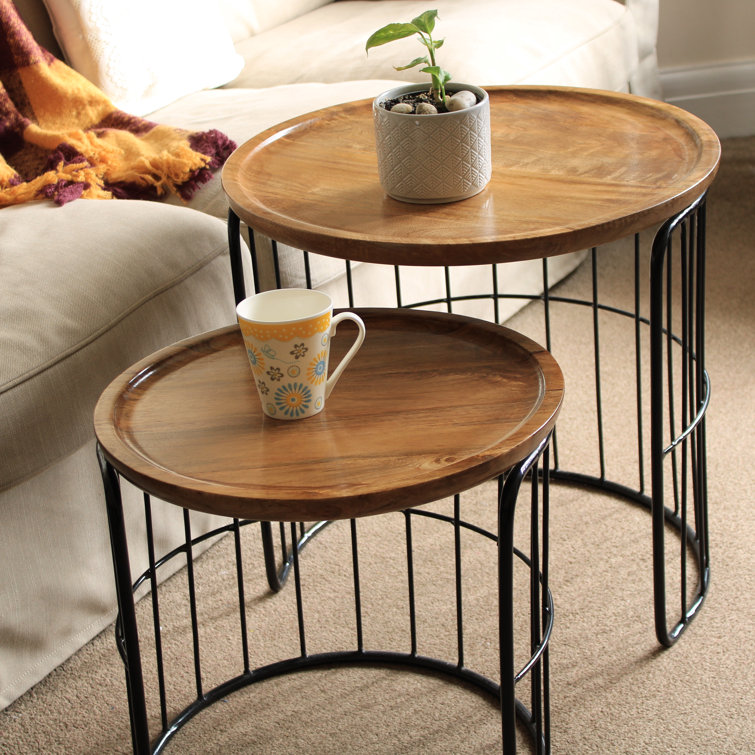 Williston Solid Wood Metal Nest Of Table Wayfair.co.uk